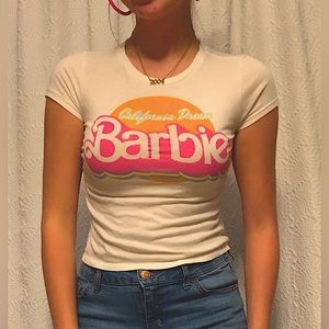 Vintage Barbie California Dream baby tee, Mattel, XS/S, white